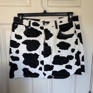 Cow Print Women's Jean Skirt